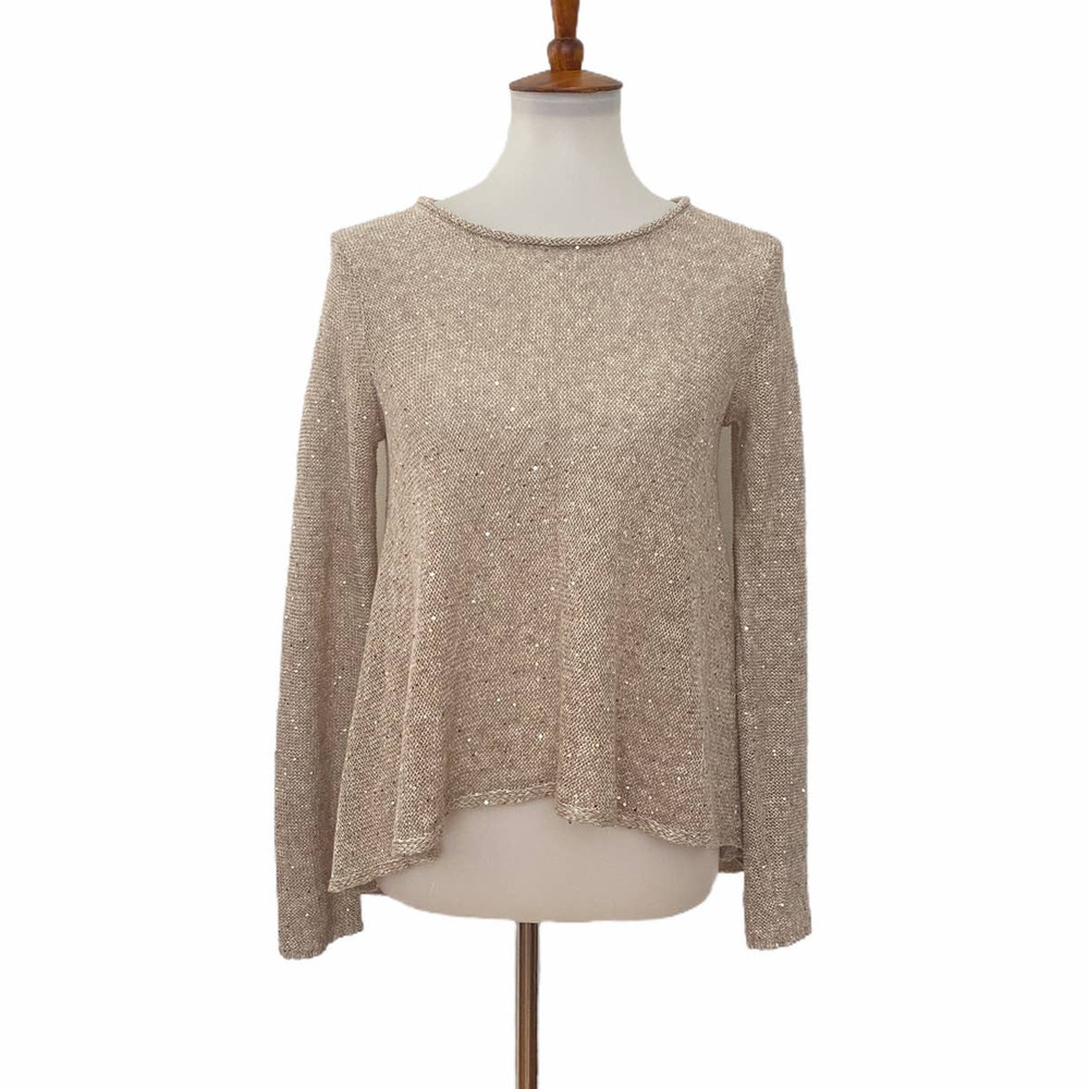 Calypso St Barth Womens Linen Blend Sequin Sweater Long Sleeve XS